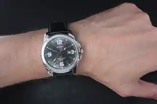 Casio Collection MTP-1314L-8A zegarek męski stalowy koperta kwadratowa pasek skórzany czarny 40 mm