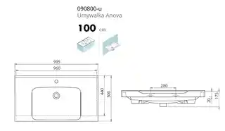 Cerastyle Anova umywalka 99,5x50cm meblowa ścienna model 090800-u