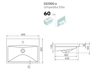 Cerastyle Elite umywalka meblowa ścienna 60x45cm model 032000-u