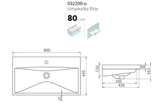 Cerastyle Elite umywalka meblowa ścienna 80x44,5cm ceramika biały model 032200-u