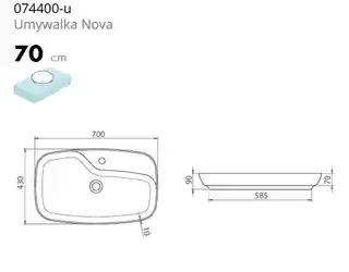 Cerastyle Nova umywalka nablatowa 70x43cm ceramika, model 074400U