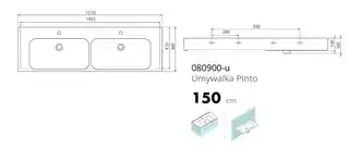 Cerastyle Pinto umywalka meblowa ścienna 151x46,5cm ceramika biały model 080900-u