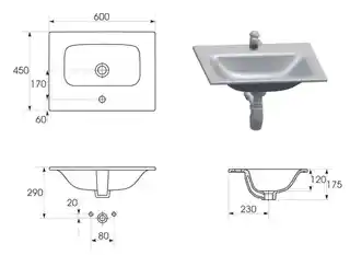 Cersanit Moduo Umywalka wpuszczana w blat 60x45 cm biała K116-043