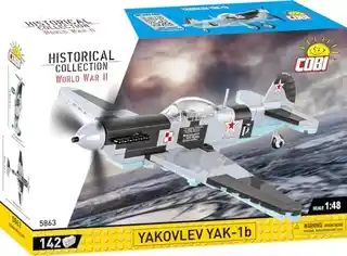 COBI Historical Collection Yakovlev Yak 1b 5863, model do składania, wojskowy samolot, kolekcjonerski, precyzyjne elementy, skala 1:48