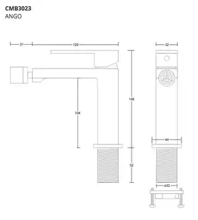 Corsan Ango bateria bidetowa czarny półmat CMB3023BL