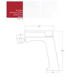Corsan Trino bateria bidetowa czarna CMB7131BL, 14,5 cm, półmat