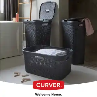 Curver Kosz na pranie Style 60L ciemnoszary, z pokrywą, trwała konstrukcja, ergonomiczne uchwyty
