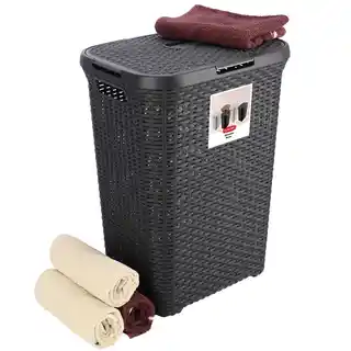 Curver Kosz na pranie Style 60L ciemnoszary, z pokrywą, trwała konstrukcja, ergonomiczne uchwyty