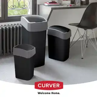 Curver Kosz na śmieci 50L czarny, plastikowy, prostokątny, z pokrywą