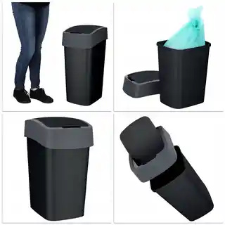 Curver Kosz na śmieci 50L czarny, plastikowy, prostokątny, z pokrywą