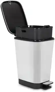 Curver Kosz na śmieci z pedałem 35 l srebrny, plastikowy, prostokątny, model SM35, nowoczesny design