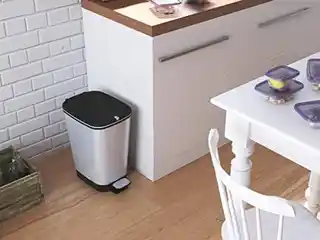 Curver Kosz na śmieci z pedałem 35 l srebrny, plastikowy, prostokątny, model SM35, nowoczesny design