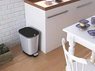Curver Kosz na śmieci z pedałem 35 l srebrny, plastikowy, prostokątny, model SM35, nowoczesny design
