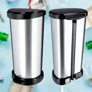Curver Kosz na śmieci z pedałem 40L metalizowany srebrny, Deco Bin, Keter Poland