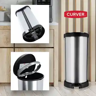 Curver Kosz na śmieci z pedałem 40L metalizowany srebrny, Deco Bin, Keter Poland