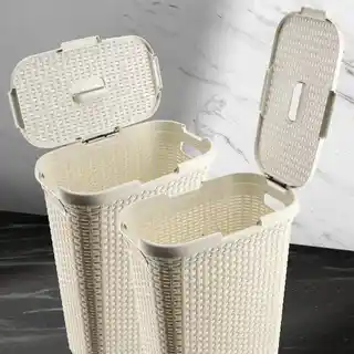 Curver Kosz z pokrywą Natural Style 40L, kremowy