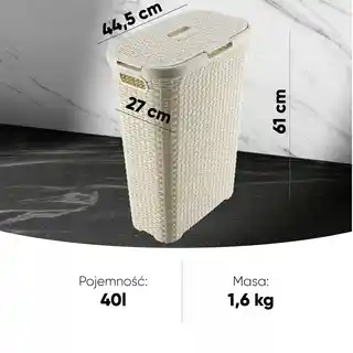 Curver Kosz z pokrywą Natural Style 40L, kremowy