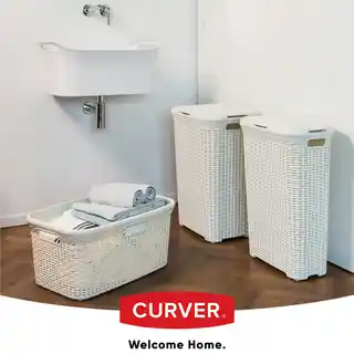Curver Kosz z pokrywą Natural Style 40L, kremowy