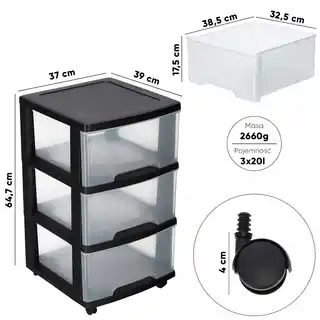 Curver Półsłupek 39cm czarny, plastikowy, do regału, model 50380
