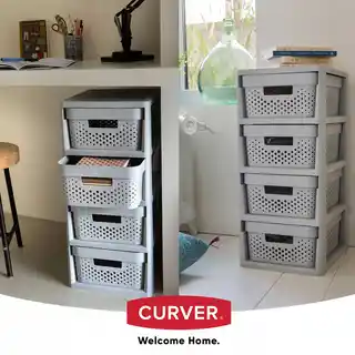 Curver Regal Infinity 4x11L szary ażurowy, plastikowy, składany, wodoodporny