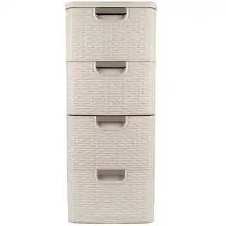 Curver regal plastikowy 4 szuflady Style 14L kremowy, pojemność 14 litrów, nowoczesny design, trwała konstrukcja