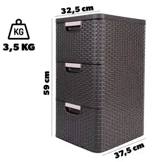Curver Regal plastikowy z trzema szufladami 14L ciemny brąz