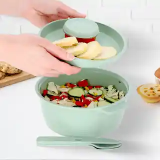 Curver Zestaw lunch boxów pojemnik na żywność 1,6L kubek sztućce eko, okrągły, zielony