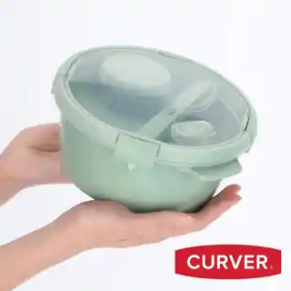 Curver Zestaw lunch boxów pojemnik na żywność 1,6L kubek sztućce eko, okrągły, zielony