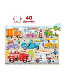 CzuCzu Moto puzzle auta 3+, drewniane, 24 elementy, motory, samochody, dla dzieci, kolekcja CzuCzu
