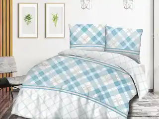 Darymex Pościel bawełniana 220x200 biała turkusowa kratka romby 71466 1 Cottonlove 3