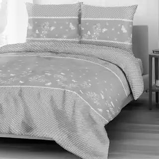 Darymex Pościel flanelowa 220x200 szara biała kwiaty Flanelove