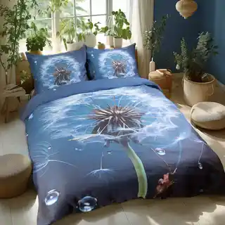 Darymex Pościel satynowa 160x200 Premium Satynlove Dmuchawiec granatowa