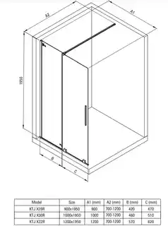 Deante KTJ N32R Ścianka prysznicowa walk-in - przesuwna 120cm nero