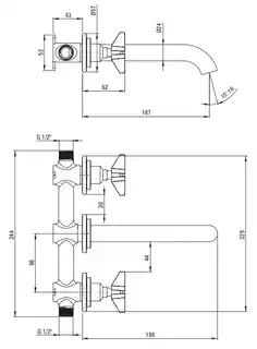 Deante Temisto Bateria umywalkowa podtynkowa mosiądz BQTM54D