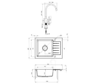 Deante ZQZ 511A Beżowy + bateria BOC 5720 Beżowy Zlewozmywak + bateria