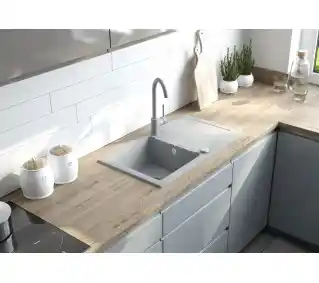 Deante ZQZBS113 Granitowy Szary metalik Zlewozmywak + bateria