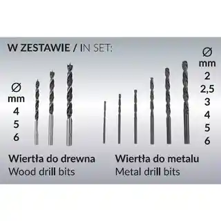Dedra DED7030A02 Zestaw elektronarzędzi wiertarko-wkrętarka DED7042, dwa akumulatory DED7032, ładowarka DED7038, wiertła, walizka