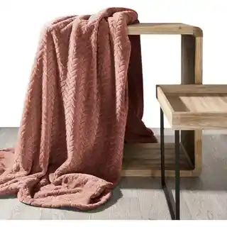 DESIGN 91 Koc CINDY miękki i miły w dotyku z wytłaczanym wzorem 150x200cm pudrowy róż