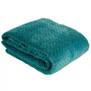 Design 91 Koc Cindy mikrofibra 200x220 cm ciemnoturkusowy wytłaczany wzór