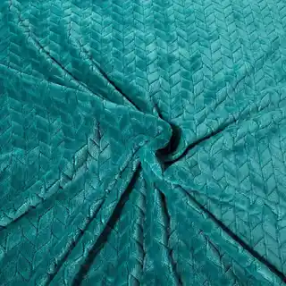 Design 91 Koc Cindy mikrofibra 200x220 cm ciemnoturkusowy wytłaczany wzór