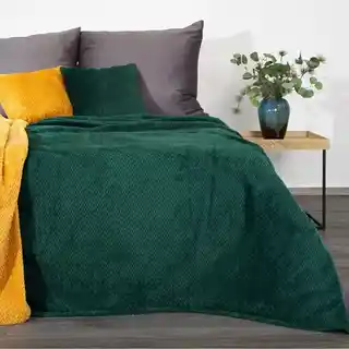 DESIGN 91 Koc CINDY miękki i miły w dotyku z wytłaczanym wzorem 200x220cm ciemnozielony 5903571041166