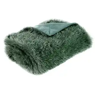 Design 91 Koc Tiffany 150x200cm ciemnozielony, miękkie futro, srebrna nitka, włochacz, marka Eurofirany