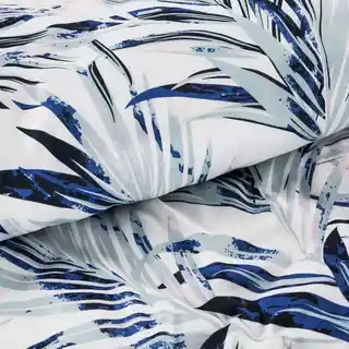 Design 91 Komplet pościeli Alana 160x200 cm mikrowłókno nadruk palmowe liście biało niebieski