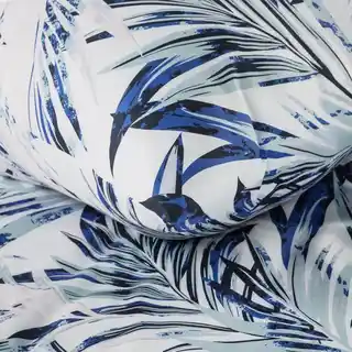 Design 91 Komplet pościeli Alana 160x200 cm mikrowłókno nadruk palmowe liście biało niebieski