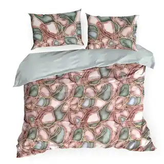Design 91 Komplet pościeli IDA 03 bawełna 220x200cm pudrowy róż oliwkowy fantazyjny motyw