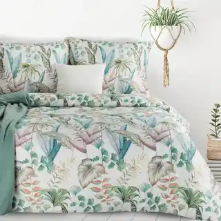 Design 91 Pościel z mikrowłókna 220x200 Lea 01 liście miętowa D91