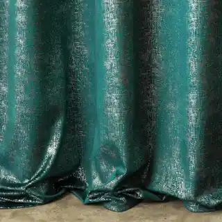 Design 91 zasłona Cypr welwet turkusowy srebrny nadruk 140x270cm taśma tunel żabki