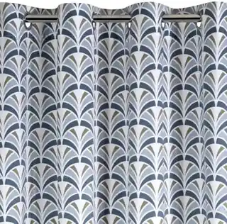 Design 91 zasłona welwetowa geometryczny wzór 140x250cm biały stalowe przelotki kola