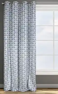 Design 91 zasłona welwetowa geometryczny wzór 140x250cm biały stalowe przelotki kola