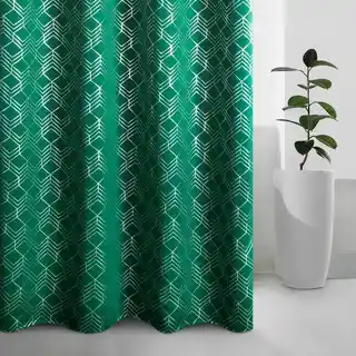 Design 91 zasłona zaciemniająca poli blackout 140x250cm zielony srebrny geometryczny nadruk przelotki koła